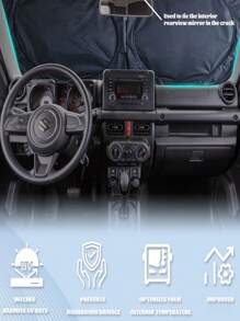 1pc Funny Car Windshield Sunshade With Eyes, Foldable UV Protection Front Window Sun Visor Shade, Made Of Polyester, Fits Most Vehicles - 59 Inches X 27.5 Inches