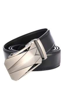 Men's Belt Luxury Leather Ratchet Buckle Wide Large 1.20 CMCasualPU LeatherBuckle - 銀 - 查看 4