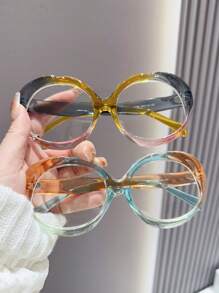 LiMiaoMiao 1pc Women Oval Clear Glasses, Y2K Color Matching Party & Travel Accessories