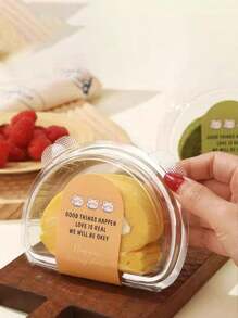 10pcs Clear Swiss Roll Packaging Boxes With Random Stickers, Single Slice Independent Packaging Box For Teddy Bear Cake Roll - White - View 4