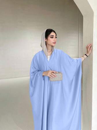 春夏新款长袍尊严外套时尚柔软轻锻蝙蝠袖长袍女装