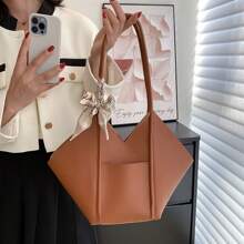 Zestaw 2 części: 1 torba typu tote i 1 prosty szalik, torebka na ramię, duża pojemność, styl vintage, prosta i uniwersalna