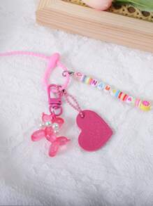 1 件定制 PU 心形、可爱夜光小狗项链、彩色硅胶串珠字母钥匙扣、定制名字、定制包包挂件、定制礼物、别致秋季、服饰配饰、定制钥匙扣和配饰 - 彩色 - 查看 12