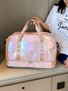 New Fashionable Unisex Sports & Travel Bag, Casual & Versatile, Suitable For Short Trips, Shoulder & Cross-Body & Handheld, Can Be Attached To Luggage, Large Capacity Maternity Bag, Expandable & Carry-On, Waterproof, Ideal For Shopping & Travel, Foldable & Lightweight, Available In Solid Colors And Bright Colors Traveling Bag Travel Kit Travel Stuff Travel Organizer Travel Essentials Travel Accessories - Pink - View 3