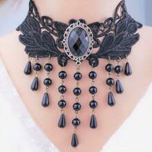 Women Fashionable Faux Pearl Decor Choker, For Party