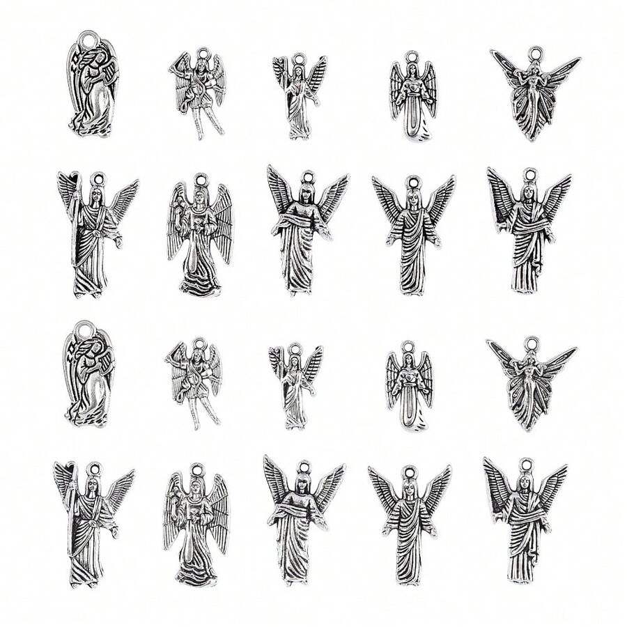 100pcs 10 Styles Angel Charms Antique Silver Fairy Charms Alloy Mother Mary Charms For Jewelry Making