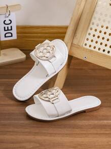 2025 New Summer Girls Sandals, Non-Slip Flat Casual Fashion Versatile Strap Slippers - White - View 5