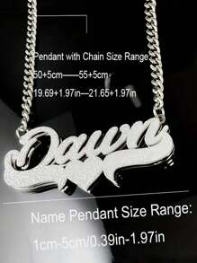 1pc Custom Double Layer Name Necklace Stainless Steel Cuban Chain Heart Name Plate Shiny Pendant 3D Name Personalized Jewelry Unisex Christmas Gift For The Family Stylish Gorgeous Holiday Gift For Him, Engraved, Stainless, Unisex, Casual, Custom, Personalized, Unique, Customized, Children, School Supplies, For Teenagers, Junior High School Students, Middle School Students, High School Senior High School Students, College Students, University Students, Freshman, Sophomore, Underclassmen