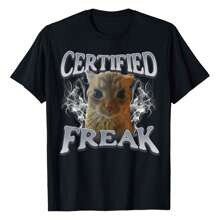 Cat Meme Certified Freak Eat Cement Cursed Cat Funny T-Shirt Plus-Size Women's T-Shirt, The Perfect Holiday Gift - màu đen - Xem 1