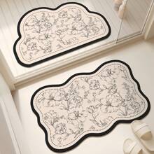 Bathroom Mat, Silica Gel Quick Dry Non-Slip Shower Mat, Easy Care Bathroom Carpet - Beige - View 2