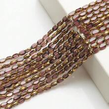 Long Double Cone Glass Beads For Jewelry-Making 4mm(0.157in)*6mm(0.236in)/48PCS Reusable Loose DIY Craft Beads, Plated With Color AB Handmade Accessories - 4*6 Gold Edge Rice Beads - View 20