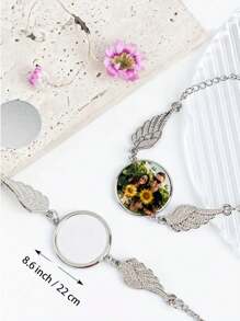 1pc Personalized Customized Photo Angel Wing Bracelet - Elegant Alloy, Fashionable Customized Accessories - Ideal Holiday Commemorative Gift, Suitable For Him Or Her