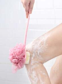 Cepillo corporal de lujo suave de esponja marina y cerdas de cerdo jabalí - Cepillo de baño curvo de mango largo que exfolia suavemente, unisex - Accesorios de spa de baño, para Body, rostro y cuidado de la piel