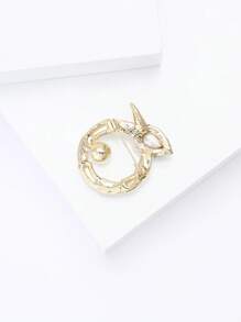 Fashionable Faux Pearl Rhinestone Shell Snake Brooch For Women Animal Brooch Dress Suit Pin Accessories Party Banquet Gift - Snake - View 6