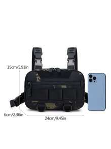 Bolsa de pecho para hombres, bolsa MOLLE para exteriores, bolsa de camuflaje multifuncional para pesca, ciclismo, campamento, adecuada para adolescentes, atuendo casual de verano, deportes al aire libre, viajes de vacaciones, regalos de cumpleaños o accesorios de graduación