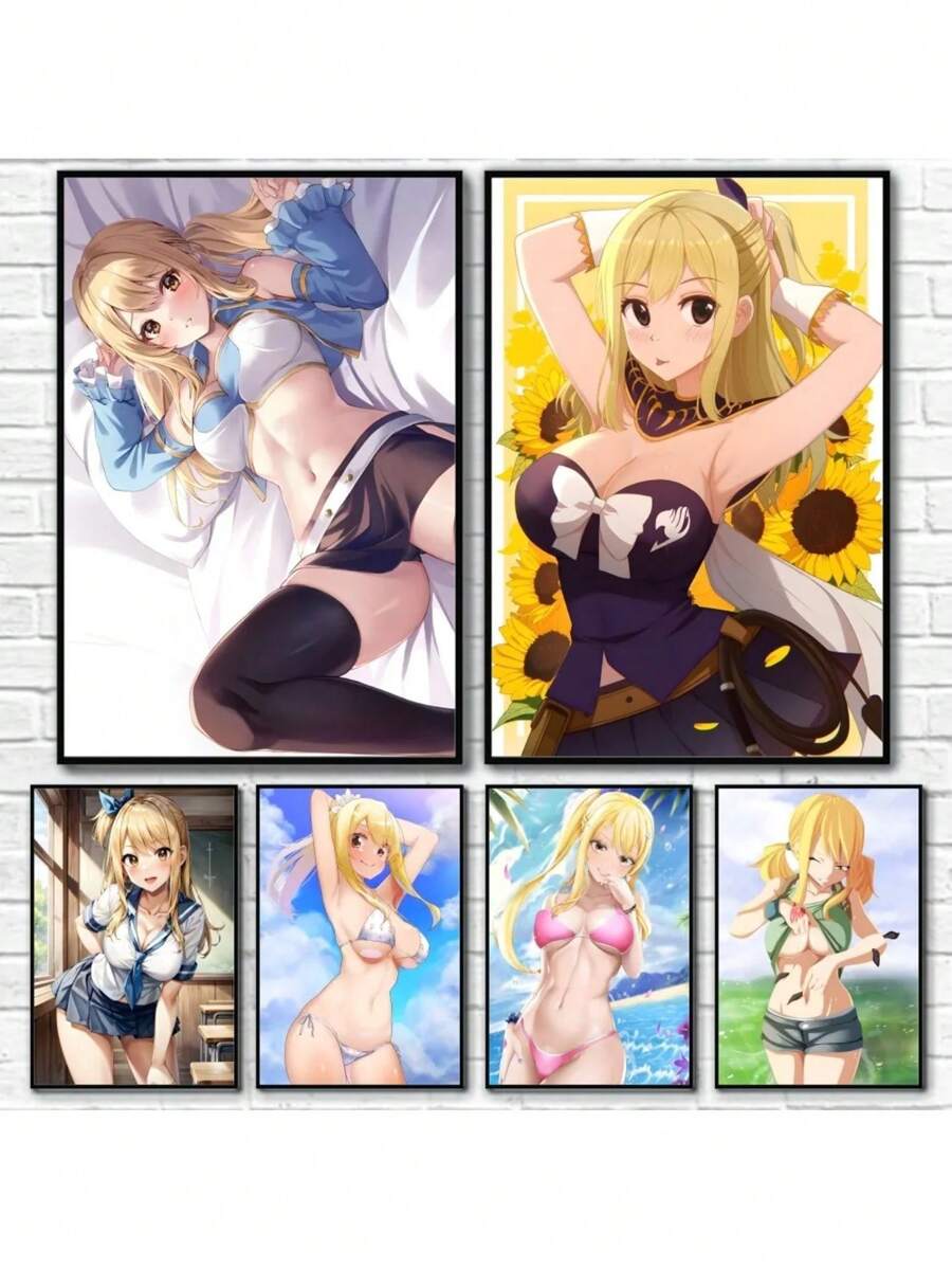 1 pièce Affiche de la canevas de peinture murale du personnage sexy de l'anime Lucy Heartfilia. Poster pour la décoration murale du salon, décoration de la maison. Peinture sans cadre. - Multicolore - Voir 1