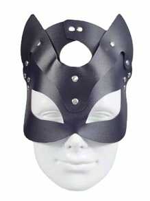 1 件女士男士皮革面具万圣节装饰面具哥特朋克节日派对配饰角色扮演，性感狐狸面具。 - 黑色 - 查看 8