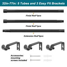 1 Pieza - Barra de cortina/barra de ducha negra con soportes de instalación fácil, longitud ajustable, barra de metal de 0.63 pulgadas de diámetro, perfecta para la decoración moderna del baño, adecuada para cortinas y persianas ligeras en el baño, sala de estar, dormitorio, cocina y talla grande accesorios de baño de decoración de otoño Regreso a la escuela