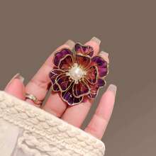 Broche de flor de peonía esmaltada con estilo retro, accesorio de flor de perla sintética de alta gama, apto para fiestas, cumpleaños, Navidad, San Valentín, Día de Acción de Gracias, mamá, madre, Día de la Madre, regalo