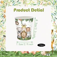 10pcs/20pcs Tropical Jungle Cute Animal Print 9oz Disposable Paper Cups, Suitable For Cold/Hot Drinks, Perfect For Parties, Weddings, Picnics, Daily Gatherings