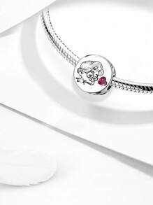 1 PC 925 Sterling Silver Family Heart Charm Bead Fit For Women Bracelets Bangles DIY Jewelry Making And Daily Outfit Matching Jewelry Decoration For Girls Valentines