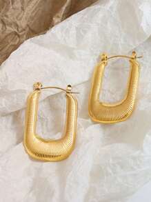 One Pair Of Sophisticated Women's High-End Metallic Earrings - Stainless Steel Jewelry With Unique Luxury Design - Perfect For Fashion-Forward Individuals