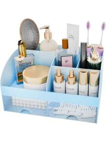 1 Pieza Organizador de maquillaje con cajones, almacenamiento de cosméticos para tocador, vanidad y encimera del baño, soporte de belleza para lápiz labial y brochas, organizador de productos de cuidado de la piel para tocador, vitrina para cosméticos