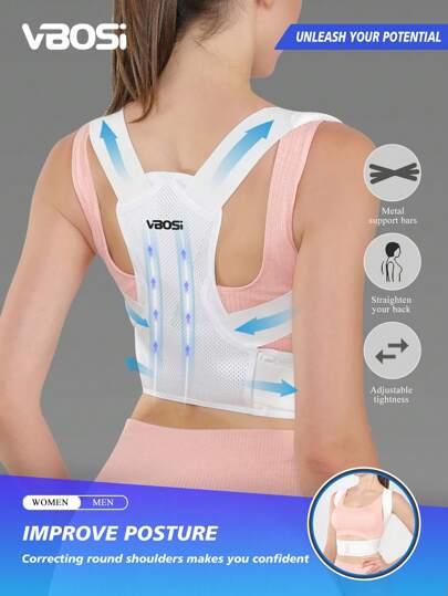 VBOSI 1pc Adjustable Unisex Back Support Shoulder Strap, Posture Corrector Fitness Accessory