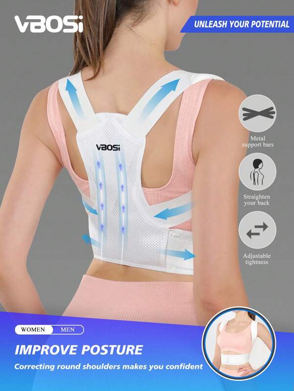 VBOSI 1 Piece Women Men Unisex Adjustable Back Support Shoulder Brace Sporty Belt Posture Corrector Gym Accessories