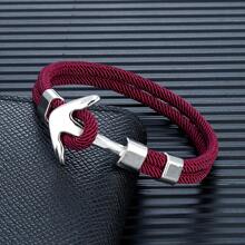 1pc Fashion Casual Double Strand Nautical Surfing Waterproof Rope Bracelet, Silver Anchor Design Men's Bracelet, Jewelry Gift For Boyfriend - Arrow Type - View 3