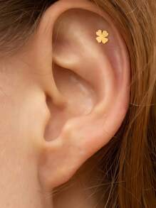 1Pc/1Pair Stainless Steel Gold/Silver Earrings With Four Leaf Clover Simple And Fashionable Design, Available In Multiple Colors, Compact And Mini Earrings, Earrings For Women's Daily Wear
