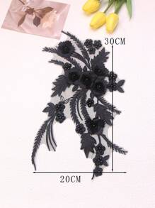 Handgefertigte 3D bestickte Perlenblumen Dekorative Applikationen, DIY Kleidungszubehör, Brautkleid Verzierungen, Größe: 30cm x 20cm