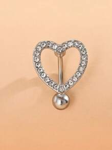 1 件女士甜心水钻肚脐环，性感铜珠首饰穿孔配件 - 銀色 - 查看 2