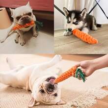 1 pièce Jouet à mordre pour amateurs de chiens et mères de chiens, corde en tissu tressé avec design de carotte, convient pour mâcher et jouer de manière interactive, adapté à toutes les tailles de races
