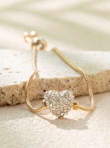 1 قطعة سوار انيق مرصع بحجر المكعب على شكل قلب باللون الذهبي/الفضي مناسب للنساء