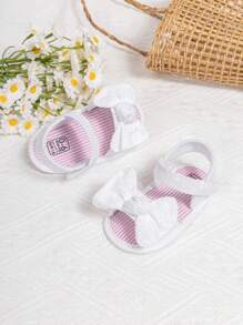 婴儿可爱蝴蝶结沙滩度假夏季凉鞋 - 白色 - 查看 2