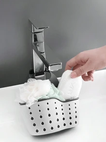 1pc Sink Hanging Drain Basket With Silicone Storage Box, Adjustable Shoulder Strap Drain Rack, Sponge Holder, Faucet Hanging Basket, Kitchen Storage Bag, Perfect For Storing Sponges And Rags In The Kitchen