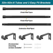 1 Pieza - Barra de cortina/barra de ducha negra con soportes de instalación fácil, longitud ajustable, barra de metal de 0.63 pulgadas de diámetro, perfecta para la decoración moderna del baño, adecuada para cortinas y persianas ligeras en el baño, sala de estar, dormitorio, cocina y talla grande accesorios de baño de decoración de otoño Regreso a la escuela
