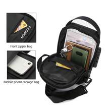 Fashionable Men's Waterproof Crossbody Bag, Outdoor Casual Chest Pack Sling Backpack For Phone And Documents Belt Bag Pouch - Black - View 9