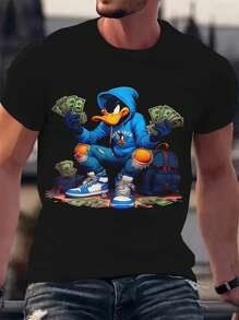 Summer Collection: Men's Casual Printed T-Shirt - Lightweight, Slim Fit With Crew Neck, Polyester Blend