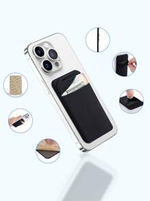 3M Self Adhesive Anti-Fall Phone Card Holder, Expandable Covered Sticky Pocket For Cards Cash Earbuds, Minimalist Travel Integrated Storage Sleeve - Multicolor - View 6