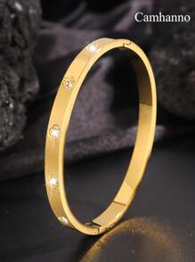 Camhanno 1pc Piece Light Luxury Fashion, High-End Stainless Steel Flower Series Bracelet, Exquisite Craftsmanship, Perfect Presentation, Suitable For Daily/Festival/Banquet/Party - Gold - View 15