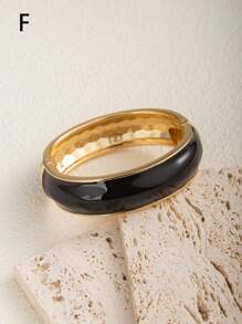 1 chiếc vòng tay nhỏ giọt dầu hình học cổ điển màu đen, đa năng cho hàng ngày, tụ tập, kỳ nghỉ - màu đen - Xem 15