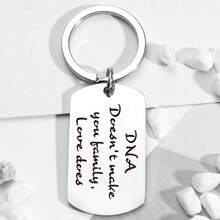 1pc Family Love Keychain DNA Metal Engraved Keyring Small Gift For Family Members