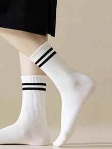 1/3/4/7/10 双条纹休闲中筒运动风格袜子 - 彩色 - 查看 21