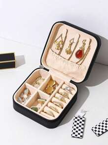 1pc Mini sieradendoos met meerdere compartimenten, draagbare reissieradendoos, afneembare sieradendisplaydoos, geschikt voor sieraden, kettingen, oorbellen, ringen, nagelkunst, haarclips, lippenstift, ideaal voor thuis en slaapkamer