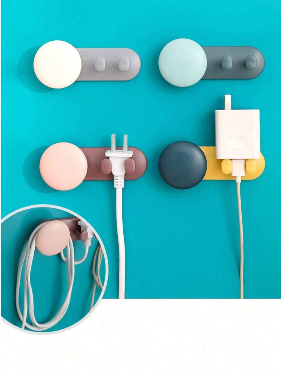 1 件，多色，插头绕线固定装置，电线分类收纳整理器，家用挂钩，无痕，强力无钻固定扣