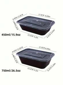 10个/30个装餐前食品容器，450毫升/750毫升弧形塑料食品储物盒带盖，一次性餐食准备容器，微波炉/洗碗机/冰箱适用，厨房配件 - 黑色 - 查看 8