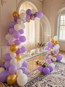 61/110pcs Purple Gold White Balloon Flower Balloon Latex Balloon Arch Set Suitable For Valentine's Day Bride Gift Giving,Golden Glitter Transparent Balloon,Engagement Wedding Party,Wedding Anniversary Decoration,Balloon Garland Kit,Wedding Balloons Set,Birthday Party Gifts Graduation Birthday Decorations Party Decorations Bachelorette Decor Graduation Decorations