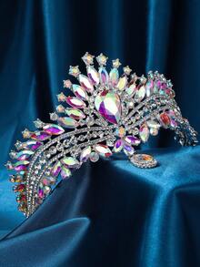 Women's Crystal Crown, Crystal Bubble Headpiece Bridal Royal Queen Headband Princess Tiara, Suitable For Bride Wedding, Ball, Birthday Party - Multicolor - View 10